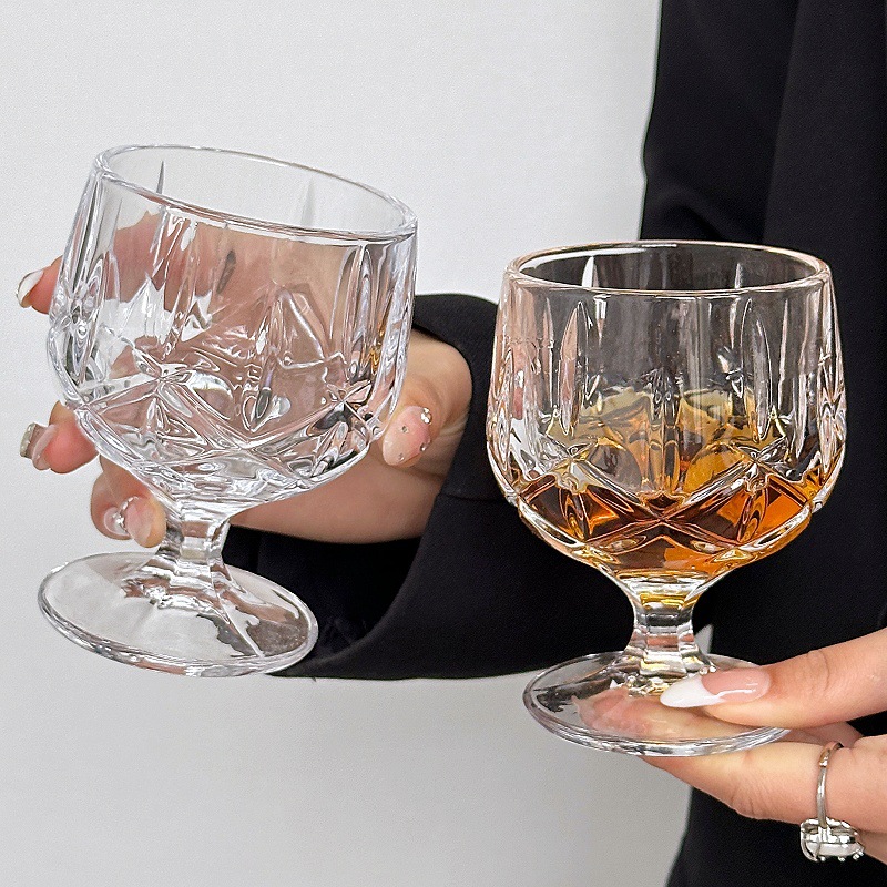 玻璃威士忌酒杯矮脚洋酒杯轻奢白兰地啤酒杯葡萄酒杯红酒玻璃杯子